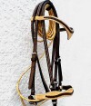 Side Natural and Chocolate Leather Handmade Bridle