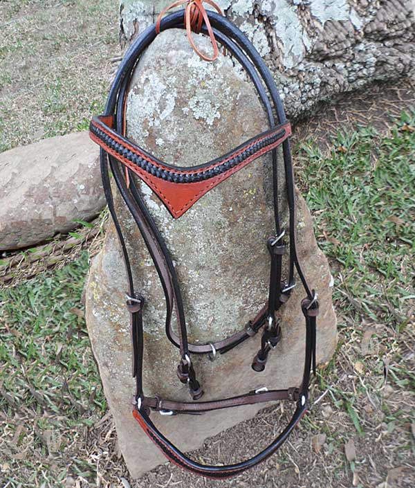 Custom Paso Fino Bridle, 8 leather colors with natural trim