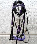 Custom black and purple show bridle.