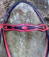 headband custom red and black bridle