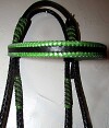 Green and Black Custom Leather Browband