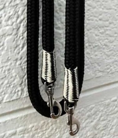 Black and White leather stitched reins