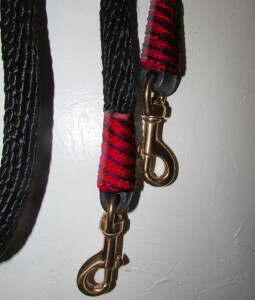 Handmade reins, red black trim AMREIN0019DC