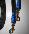 Handmade reins, blue black trim AMREIN0019DC