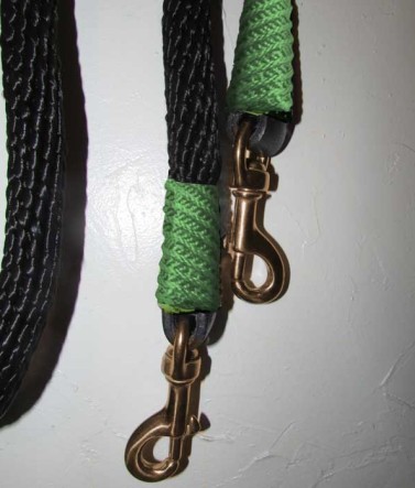 Handmade reins, green trim AMREIN0019DC