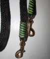 Handmade reins, green black trim AMREIN0019DC