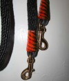 Handmade reins, orange black trim AMREIN0019DC