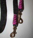 Handmade reins, pink black trim AMREIN0019DC