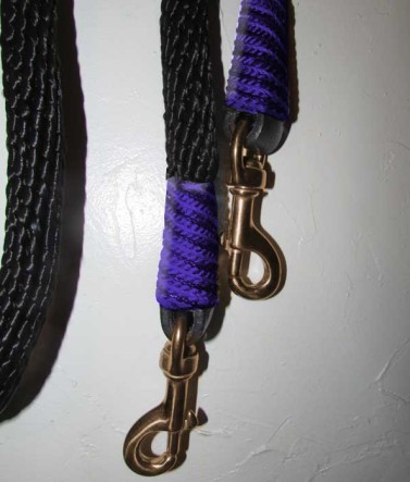 Handmade reins, purple black trim AMREIN0019DC