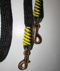 Handmade reins, yellow black trim AMREIN0019DC