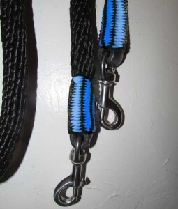 Handmade reins, blue black trim AMREIN0021