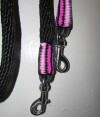 Handmade reins, pink black trim AMREIN0021