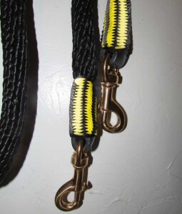Handmade reins, yellow black trim AMREIN0021