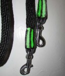 Handmade reins, green black trim AMREIN0021