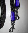 Handmade reins, purple black trim AMREIN0021