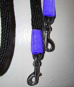 Handmade reins, purple trim AMREIN0021