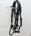 Black and white leather Show Bridle, black and white white trim matching show reins.